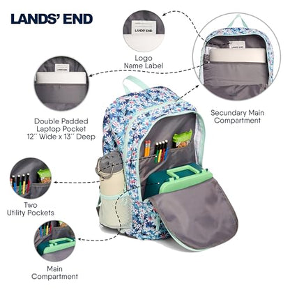 Lands' End Unisex Kids Large ClassMate Lightweight Durable Elementary School Backpack, Peacock - color: Peacock