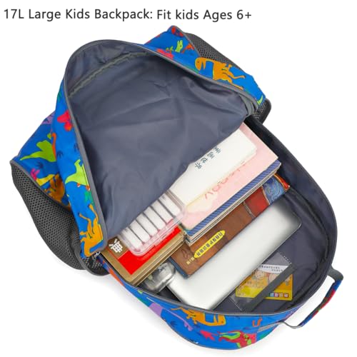 FlowFly Kids Backpack for Toddler Boys Girls, Simple Lightweight Bookbag for Daycare Kindergarten Elementary School Travel, Small Modern Bag (Large), Dinosaur - color: Dinosaur, style: Kids Large: 17l