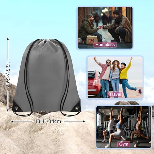Grneric Drawstring Backpack Bulk 70Pcs String Backpack Drawstring Bags Cinch Bag Sackpack for Men Women Gym(Grey) - color: Grey