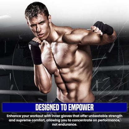 RDX Boxing Hand Wraps Inner Gloves Men Women, Half Finger Elasticated Bandages, Under Mitts Fist Protection, Muay Thai, Kickboxing, MMA, Martial Arts Speed Bag Punching Training - color: Blue White, size: Large