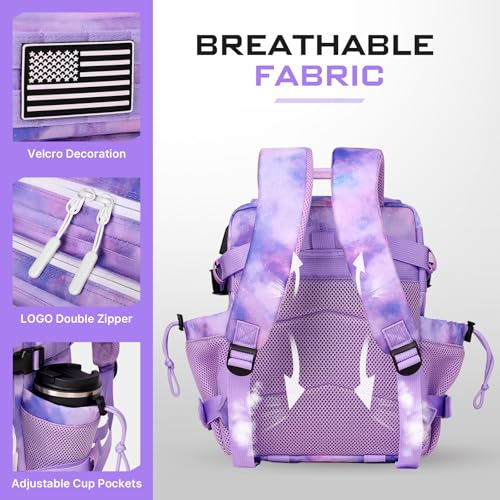 Boomistry 15L Mini Tactical Backpack Small Tactical Backpack for Women, Military Backpack for Gym, Hiking, Daily (Purple Nebula-15L) - color: Purple Nebula-15l