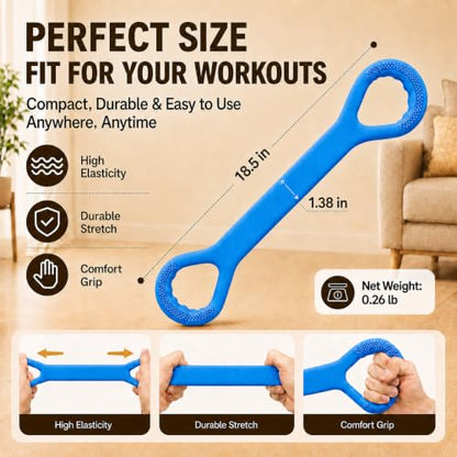 Figure 8 Resistance Bands with Handles, Resistance Bands for Arms, Back & Shoulder Training, Exercise Equipment for Yoga, Pilates & Stretching, Portable Home Gym Equipment - color: Blue