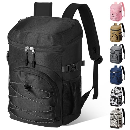 NECKORY Cooler Backpack, Lightweight and Soft Backpack Cooler for Men Women, Insulated Lunch Bag for Camping Traveling Hiking - color: Black