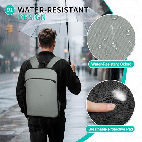 Slim Laptop Backpack for Men, Expandable Business Backpack with 16" Laptop Compartment - TSA 15L-25L Capacity Lightweight for Work Office, Light Gray - color: Light Gray