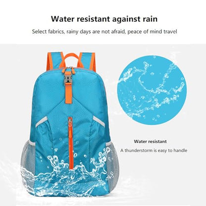 levayhill 25L Foldable Hiking Backpack,Small Packable Daypack, Blue | Lightweight Collapsible Bag,Water Repellent Travel Basic-Daypack,Men Women Camping Cycling Rucksack Outdoor Back Pack - color: Blue