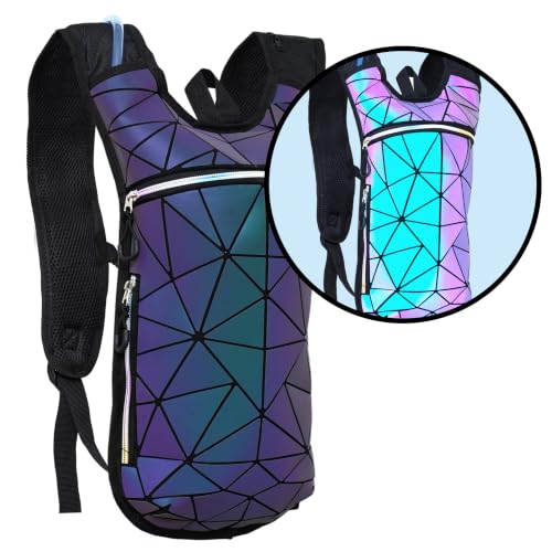 Sojourner Rave Hydration Pack - Hydration Backpack - Hydropack with 2L Bladder - Water Backpack for Festivals, Hiking, Running, Biking and More - color: Geometric Glow