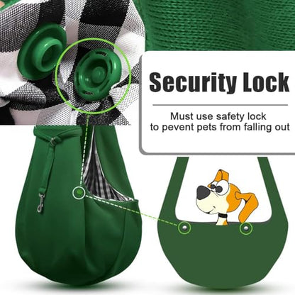 Tomkas Small Dog Cat Sling Carrier Puppy Purse Travel Wrap Soft Crossbody Pet Bag (Emerald Green, M - Zip Pocket & Adjust Strap) - color: Emerald Green