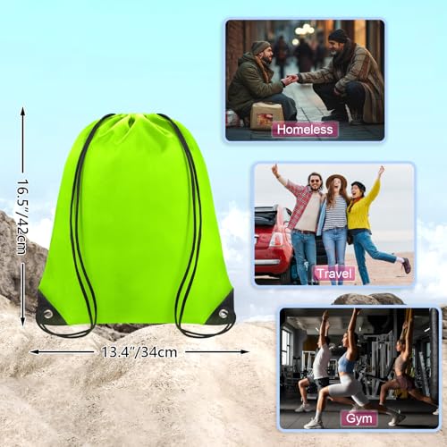 Grneric Drawstring Backpack Bulk 70Pcs String Backpack Drawstring Bags Cinch Bag Sackpack for Men Women Gym(Light Green) - color: Light Green