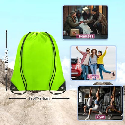 Grneric Drawstring Backpack Bulk 70Pcs String Backpack Drawstring Bags Cinch Bag Sackpack for Men Women Gym(Light Green) - color: Light Green