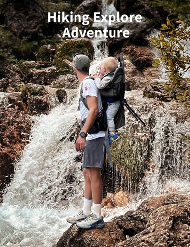besrey Baby Backpack Carrier, Toddler Hiking Backpack with Safety 3-Height Seat, Adjustable Straps&Waist Belt, Foldable Frame Lightweight Large Capacity Child Carrier for Hiking (Black) - color: Black