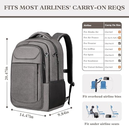 Extra Large Laptop Backpack, 18.4 Inch Travel Backpack, Big Sturdy TSA-Friendly College Computer Bag, Gifts for Men & Women, Gray - color: Grey, size: 18.4 Inch(45L)