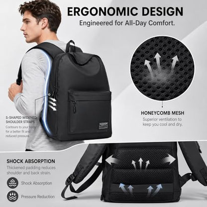 Large Capacity Casual Backpack, Lightweight Laptop Daypack for Daily Travel (black) - color: Black