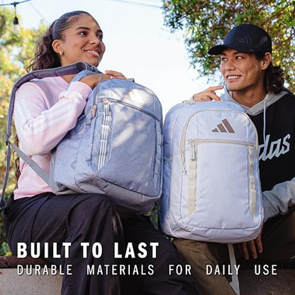 adidas Excel 6 School Backpack, 40L - color: Jersey Grey/Onix Grey/Rose Gold, size: OSFA