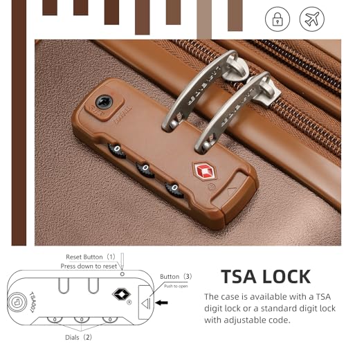 LARVENDER Expandable Carry on Luggage Sets 3 Piece Suitcases Set, Maple - color: Maple, size: 3 piece set(BP/TB/20)