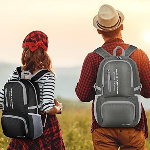 ZOMAKE Lightweight Packable Backpack - 35L Light Foldable Hiking Backpacks Water Resistant Collapsible Daypack for Travel(Dimgray) - color: Dimgray
