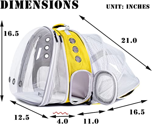 Dual Expandable Cat Backpack Carrier, Fit up to 20 lbs, Expandable Pet Carrier Backpack for Large Fat Cat and Small Puppy - color: Yellow