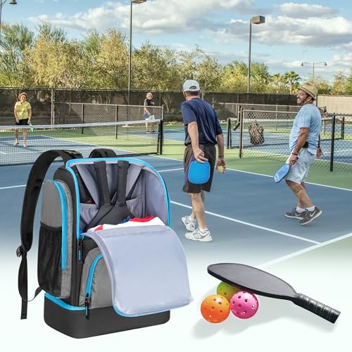 GOBUROS Pickleball Bags for Men Women, Pickleball Backpack for 4 Paddles with Shoe Compartment, Large Capacity Pickle Ball Equipment Bag, Grey - color: Grey