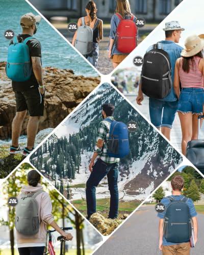 Gonex Packable Daypack Backpack 20L Lightweight Foldable Travel Bag - color: Light Grey