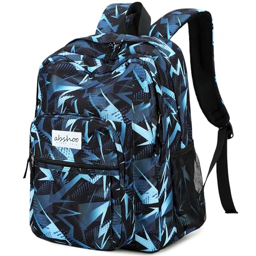 abshoo Classical Basic Geometry Mens School Backpack For College Teen Boys Water Resistant Bookbag (Geometry Black B) - color: Geometry Black B, size: 16.5 Inc