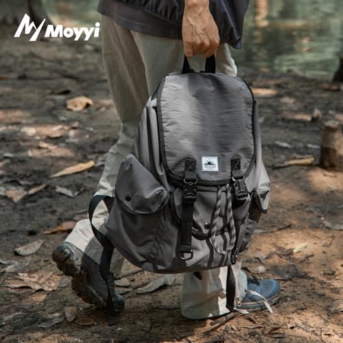 Waterproof Ultralight Nylon Rucksack, Flip Top Backpack with Drawstring Closure, 16in Laptop Slot, Ergonomic Daypack for Outdoor Hiking, Camping & Urban Daily Commute Unisex Versatile Pack for Travel - color: Up-grey