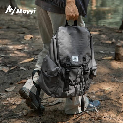 Waterproof Ultralight Nylon Rucksack, Flip Top Backpack with Drawstring Closure, 16in Laptop Slot, Ergonomic Daypack for Outdoor Hiking, Camping & Urban Daily Commute Unisex Versatile Pack for Travel - color: Up-grey