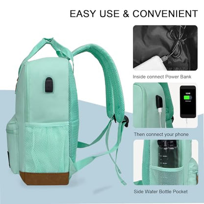 Goloni Small Carry On Travel Backpack with USB Charging Port, Lightweight Water Resistant Mini Carry-on Backpack for Men Women, Compact Personal Everyday Backpack,Green - color: Green