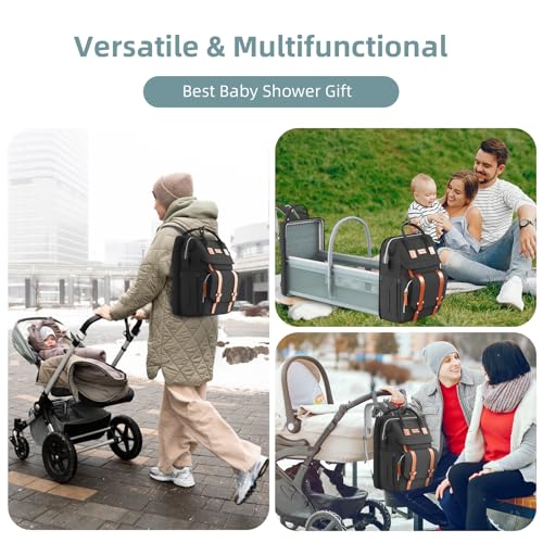 ISMGN Diaper Bag Backpack with Changing Station, Large Diaper Bag, Baby Bag, Black Diaper Bag, Black - color: Basis Black