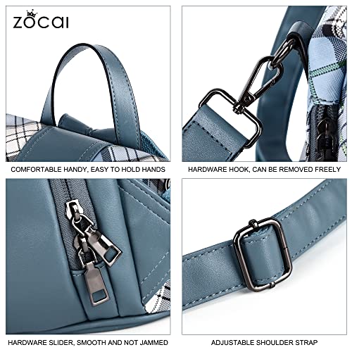 ZOCAI Backpack Purse for Women Fashion Backpack Purses PU Leather Daypacks Anti-Theft Shoulder Bag Satchel Purse - color: Blue/Blue