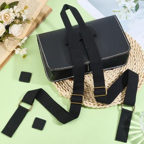Backpack Straps Replacement Adjustable PU Leather Canvas Shoulder Strap Sewing Mount Belts for Backpacks Rucksack Daypack Laptop Back Pack Business Work Bag Travel Study DIY Craft(Brown) - color: Black