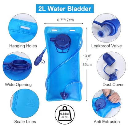 Lightweight Hydration Backpack with 2L Water Bladder for Men Women, Small Water Backpacks Running Vest for Hiking - color: Purple