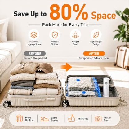21 Pack Vacuum Bags for Travel with Rechargeable Pump, Save Luggage Space - color: Clear, size: 21 Combo