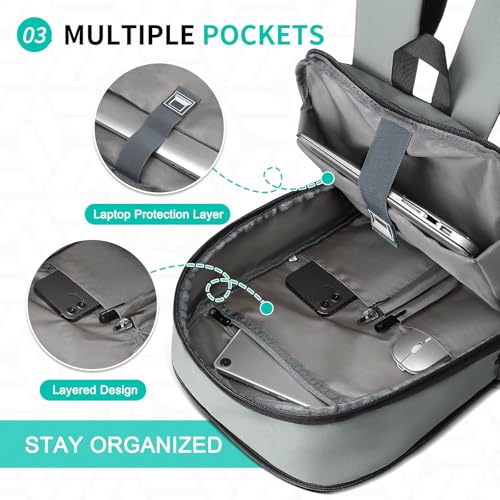 Slim Laptop Backpack for Men, Expandable Business Backpack with 16" Laptop Compartment - TSA 15L-25L Capacity Lightweight for Work Office, Light Gray - color: Light Gray