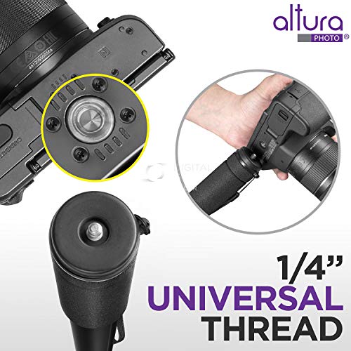 Altura Photo 62-Inch Camera Monopod - Heavy Duty Stand for Canon, Nikon, & Sony Mirrorless & DSLR Cameras - Steady Photography, Lightweight & Portable - Easy to Carry with Pouch