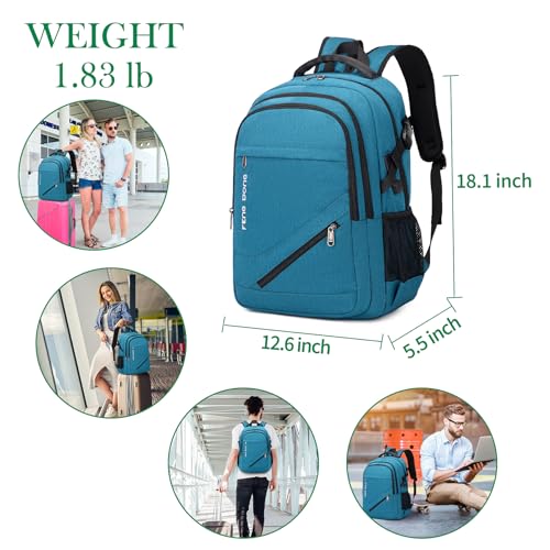 FENGDONG 17.3 inch Large Laptop Backpack Durable Waterproof Travel College Backpack Bookbag for Men & Women Business Backpack with USB Charging Port and Headset Port Light Teal - color: A3-teal