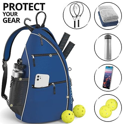 Athletico Sling Bag - Crossbody Backpack for Pickleball, Tennis, Racketball, and Travel for Men and Women - color: Blue