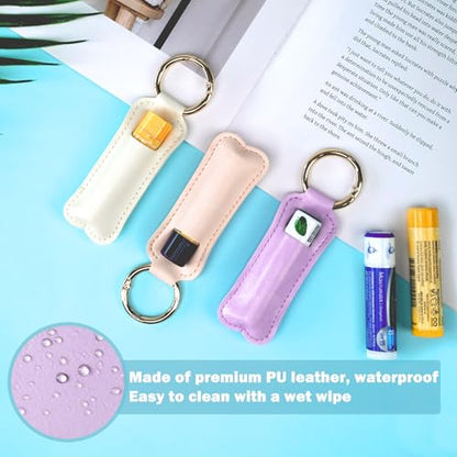WK IEASON Lip Balm Holder for Chapstick Lipstick Sleeve Keychain,Small Christmas Gifts Stocking Stuffers for Teen Girls Women - color: 5 Pcs-set a