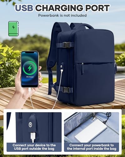 Vacuum Seal Travel Backpack with Air Pump,Compression Vacpack Waterproof Carry On Backpack for Travel Women Men with Vacuum System,Airlines Approved Daypack Laptop Space Saver Bags,DarkBlue - color: B9-darkblue(with Air Pump)