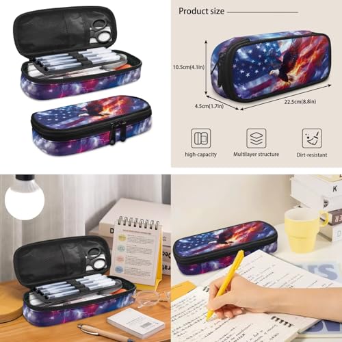 3PCS Kids Backpacks for Teen Girls Boys, Flag Eagle 17 Inch School Bookbag Set with Lunch Bag Pencil Case 3 in 1 Lightweight Daypacks for Middle High School Students - color: Flag Eagle