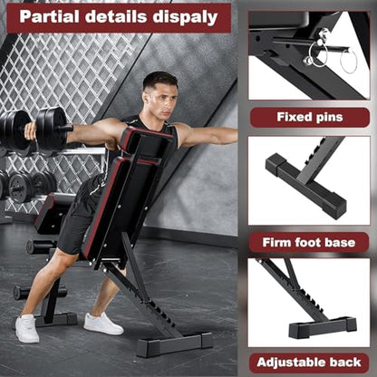 ALSO GO 2026 Weight Bench, 770LBS Adjustable Workout Bench Foldable for Home Gym, Leg Extension and Extended Backrest for Bench Press Full Body Strength Training Exercise