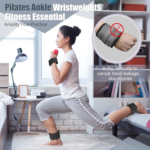 Vinsot Wrist and Ankle Weights for Women Men Set of 4(1 lb Each) adjustable Arm Leg Silicone Weighted Wristbands Bracelets for Pilates Yoga Gym Workout Running Walking Strength Training(Black) - color: Black