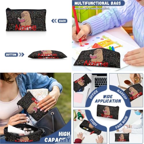 Cute Capybara Backpack for Boys 3 Pack Custom Name Personalized School Backpacks Set Reusable Lunch Box Pencil Bag Big Capacity Schoolbag - color: Capybara Cute+name
