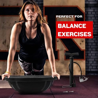 Yes4All 880LBS Half Ball Balance Trainer, Pilates Balance & Stability Ball for Exercises, Home Gym, Floor & Full Body Workouts - color: A. Matte Black