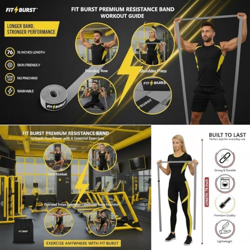 Premium 76 Inch Extended Length Resistance Band - 120 lbs Heavy Duty Fabric Exercise Band for Vertical Jump Training, Basketball & Full Body Workout - Non-Slip Long Stretch Band for Tall Athletes - color: Gray