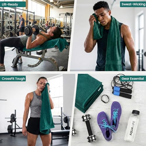Dalisa Bench Hood Gym Towel – 100% Turkish Cotton – Non-Slip Hooded Design for Weight Benches – 450 GSM – 19.7" x 51.2" – Ultra-Absorbent, Quick-Dry Workout Towel – Made in Türkiye – Dark Green - color: Dark Green