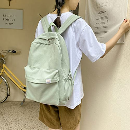 Eagerrich Aesthetic Cute School Backpack for Teens Girls Laptop Bag - color: Sage Green