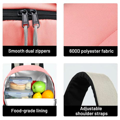 MIER Insulated Backpack Cooler Small Leakproof Lightweight Cute for Women Men to Work, Picnics, Camping, Park Day Trips, 15 L - color: Pink/gray