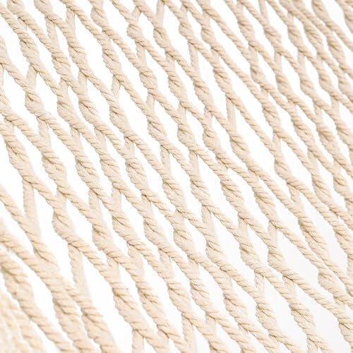 Lazy Daze Hammocks Double Rope Hammock, 2 Person Traditional Outdoor Hand Woven Cotton Rope Hammock with Spreader Bar, Carabiners, Tree Straps, Chains for Patio Yard - Max 450 Lbs, Natural - color: Natural