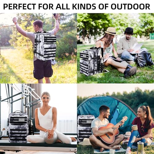 45L Military Tactical Backpacks For Men Camping Hiking Trekking Daypack With Removable Water Bottle Pouch Bug Out Bag Lage MOLLE 3 Day Assault Pack - Balck White Cmao Pack - color: Balck White Cmao
