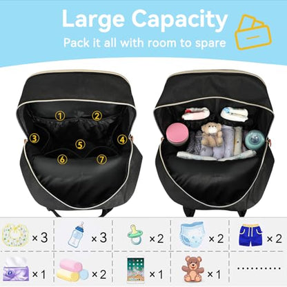 LANDICI Diaper Bag Backpack, Multifunction Baby Diaper Bags with Changing Pad, Stroller Straps & Pacifier Case, Travel Essentials Back Pack for Mom Dad Boy Girl, Large Capacity, Waterproof, Black - color: Black