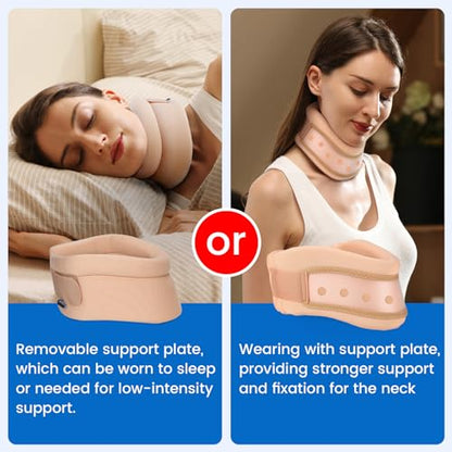 Velpeau Neck Brace for Neck Pain and Support - Soft Cervical Collar for Sleeping, Snoozing, Sleeping Upright, Anti-Snoring, Sleep Apnea for Women & Men (Khaki, Dual-purpose Version, L: 14-16.5"/3.3") - size: Large (Pack of 1), style: Dual-purpose Version-